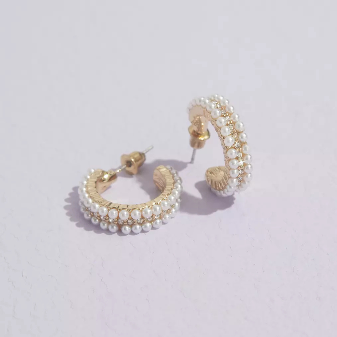Korean 2025 in New Luxury Round Hoop Earrings For Women Fashion Imitation Pearl Sweet Girl Jewelry Gifts