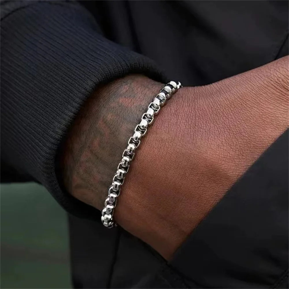 316L Stainless Steel Cuban Chain Bracelet for Men Women Figaro Vintage Metal Viking Kpop Cute Luxury Jewelry Gift