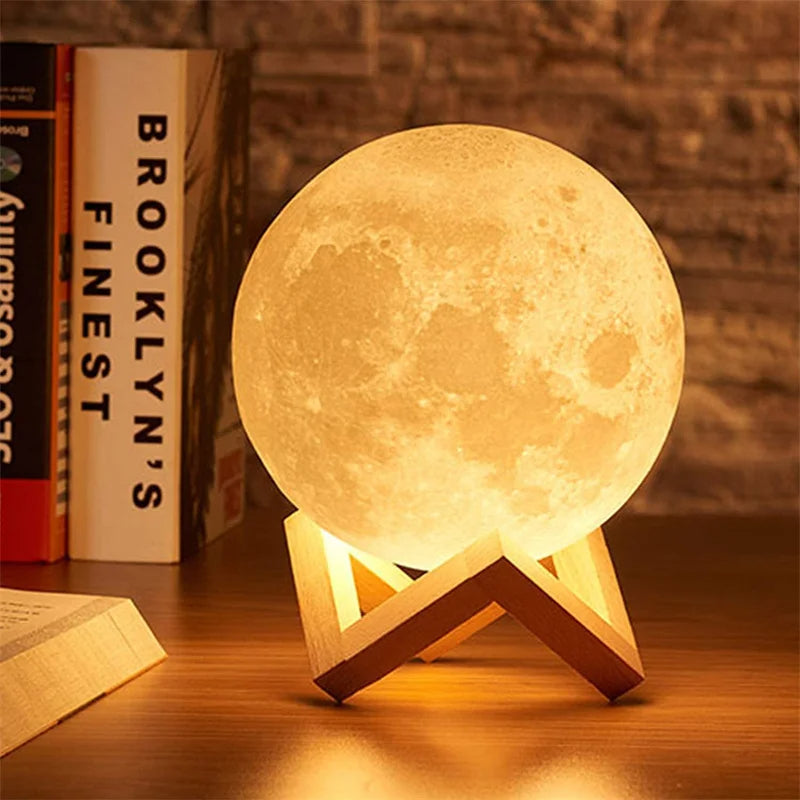 Moon Lamp Kids Night Light Galaxy Lamp 16 Colors LED 3D Moon Light Touch Remote Control Rechargeable Gift for Girls Boys