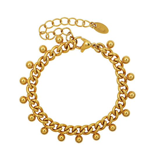 Stainless Steel Cuban Wrist Chain Bracelet Bangle For Women Men Trendy 18K Gold Plated Waterproof Jewelry Bijoux