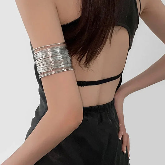 Alloy Spiral Armband Swirl Upper Arm Cuff Armlet Bangle Bracelet Egyptian Costume Accessory for Women Gold Silver Color