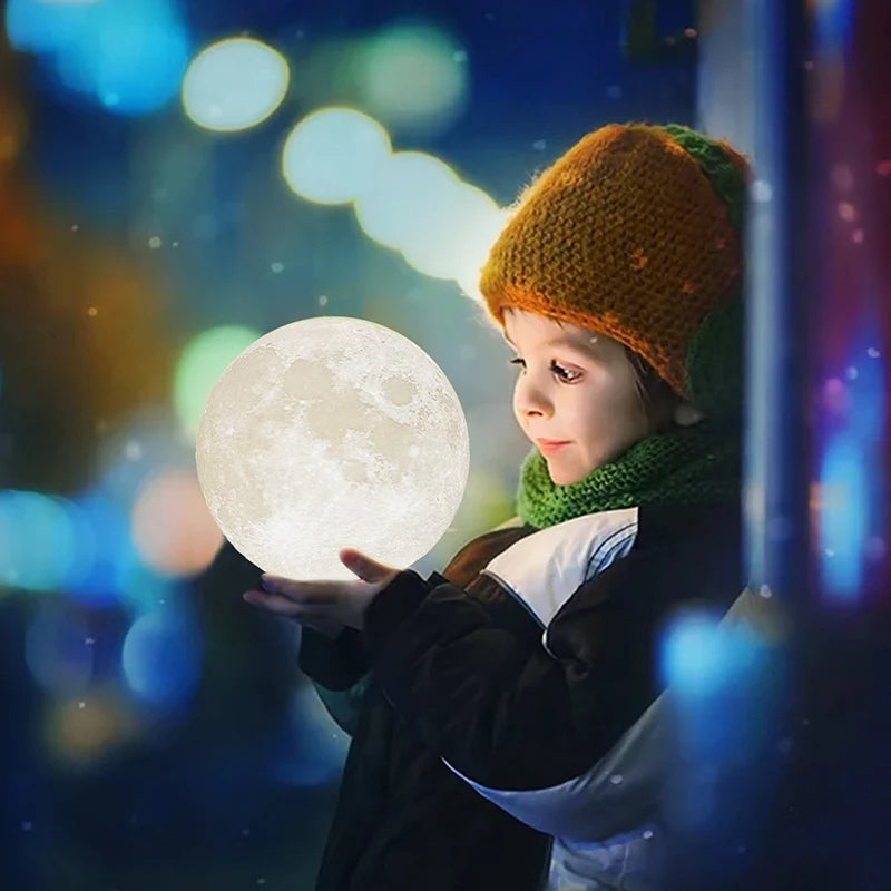 Moon Lamp Kids Night Light Galaxy Lamp 16 Colors LED 3D Moon Light Touch Remote Control Rechargeable Gift for Girls Boys