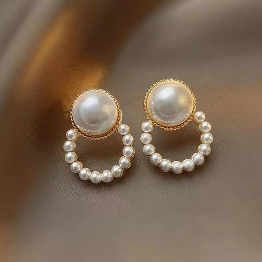 Long Dangle Earrings for Women Fashion Full Crystal Simulated Pearl Tassel Drop Earring Vintage Gold Color Brincos Jewelry