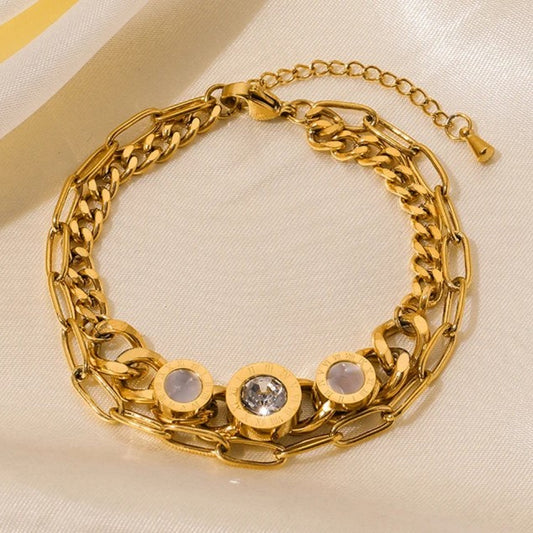 Stainless Steel Cuban Wrist Chain Bracelet Bangle For Women Men Trendy 18K Gold Plated Waterproof Jewelry Bijoux