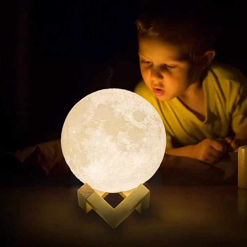 Moon Lamp Kids Night Light Galaxy Lamp 16 Colors LED 3D Moon Light Touch Remote Control Rechargeable Gift for Girls Boys