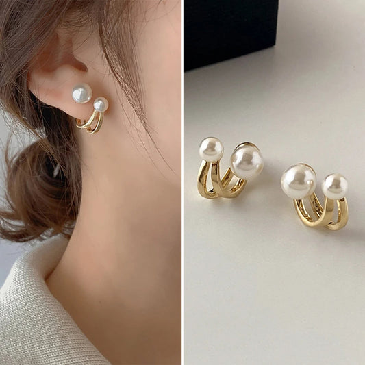 Long Dangle Earrings for Women Fashion Full Crystal Simulated Pearl Tassel Drop Earring Vintage Gold Color Brincos Jewelry