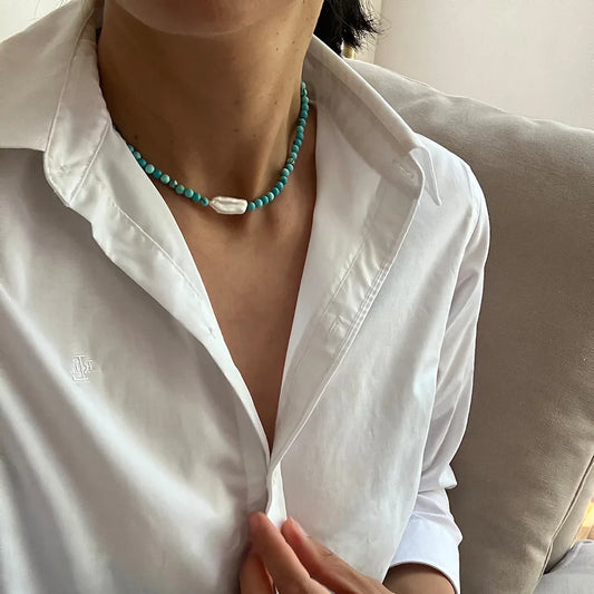 2025 Trend Elegant Jewelry Wedding Big Pearl Necklace For Women Fashion Imitation Pearl Green Rose Color Stone Choker Necklace