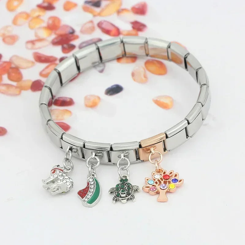 New Heart Star Moon Unicorn Flower Owl Butterfly Lightning Italian Charm Fit 9mm Bracelet Bangle Jewelry Making