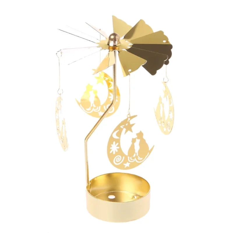 Metal Hot Rotating Candle Holder Christmas Rotating Candle Holder Dinner Party Wedding Party Candle Holder Decoration Gift
