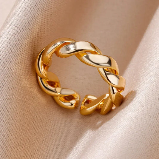 Stainless Steel Rings for Women Aesthetic Heart Gold Color Wedding Ring Vintage Waterproof Wedding Jewelry Prom Accessories Gift