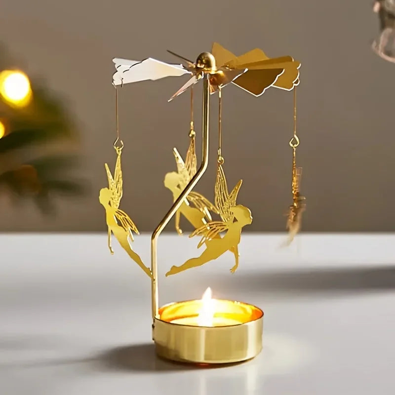 Metal Hot Rotating Candle Holder Christmas Rotating Candle Holder Dinner Party Wedding Party Candle Holder Decoration Gift