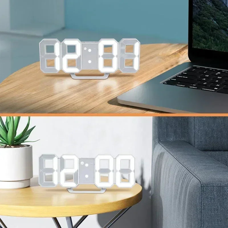 Purchase Products Clock 3D LED Digital Alarm Clock Wall Clock Time/ Date/ Temperature For Home/ Kitchen/ Office Clocks Decor Garden