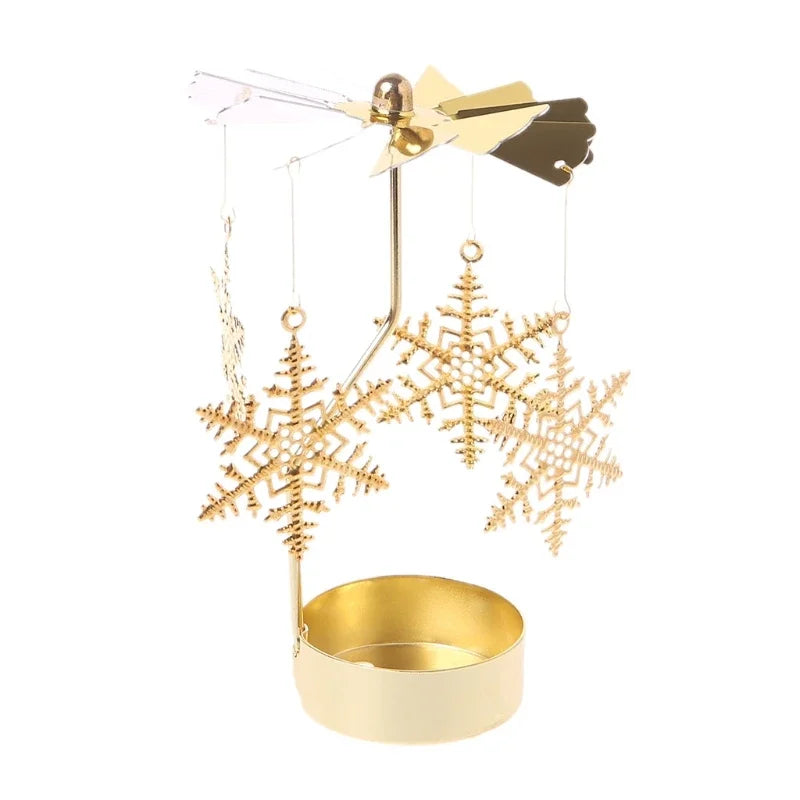 Metal Hot Rotating Candle Holder Christmas Rotating Candle Holder Dinner Party Wedding Party Candle Holder Decoration Gift