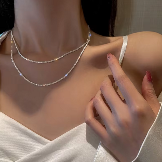 Silver Color Sparkling Necklace For Women Trendy Clavicle Chain Choker Girls Korean Wedding Party Jewelry Accessories