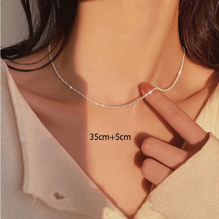 Silver Color Sparkling Necklace For Women Trendy Clavicle Chain Choker Girls Korean Wedding Party Jewelry Accessories