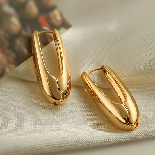 Stainless Steel Smooth Star Zircon Hoop Earrings for Women Girls Metal Chunky Sun Rhinestone Ear Buckle Punk Y2K Elegant Jewelry