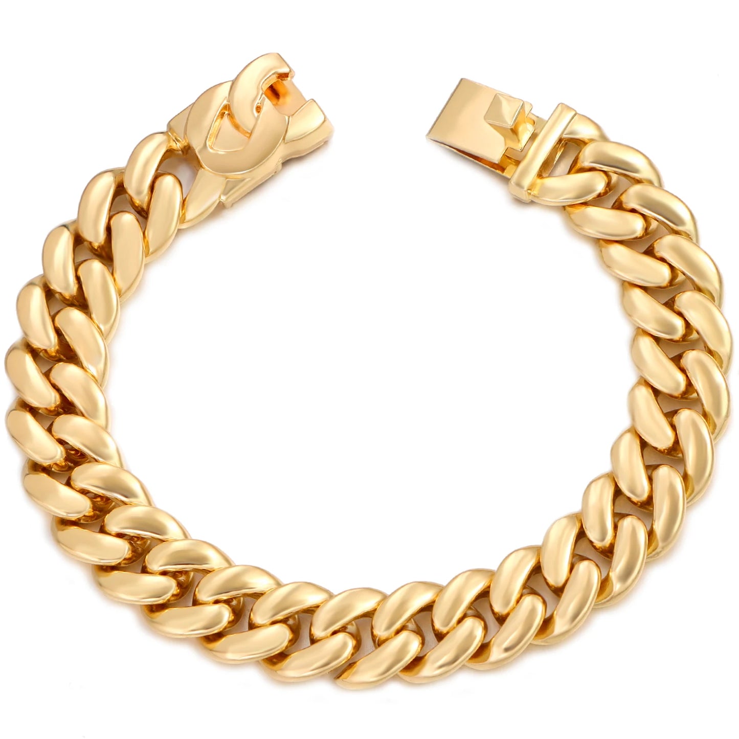 Women Cuban Chain Bracelet HipHop Bling Iced Out Chain Gold Silver Color Rhinestone Paved Chunky Metal Bracelet Men Jewelry Gift