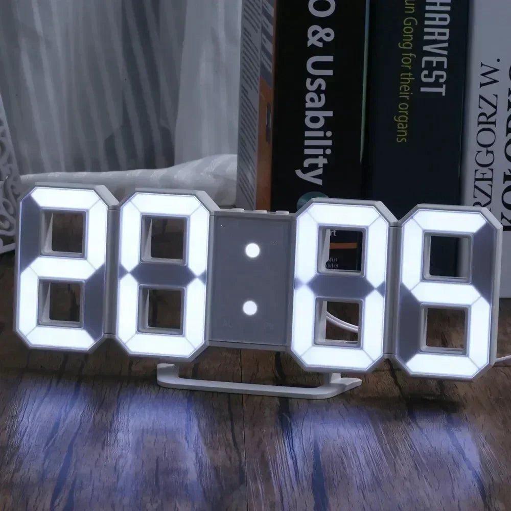 Purchase Products Clock 3D LED Digital Alarm Clock Wall Clock Time/ Date/ Temperature For Home/ Kitchen/ Office Clocks Decor Garden