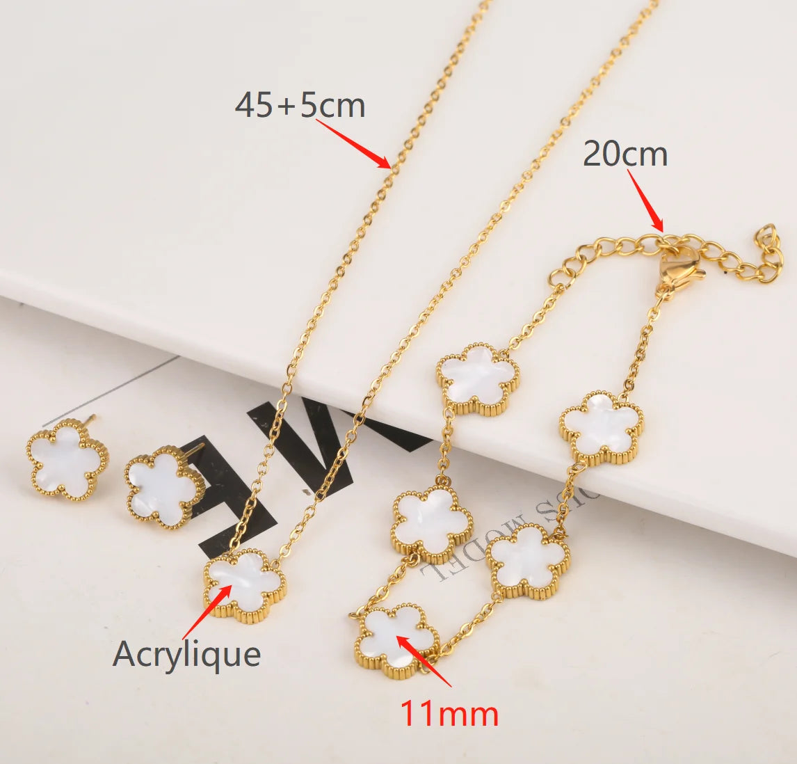 Adjustable New Design Gold Plated Stainless Steel Plant Flower Pendant Necklace With Five Leaf Petals Women's Luxury Gifts Clover